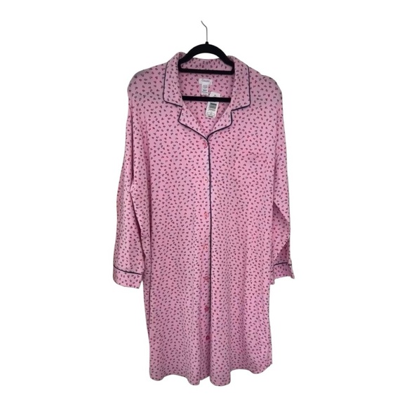 CLAUDEL Pink Floral Cotton Blend Night Gown Size 1X - Picture 1 of 14